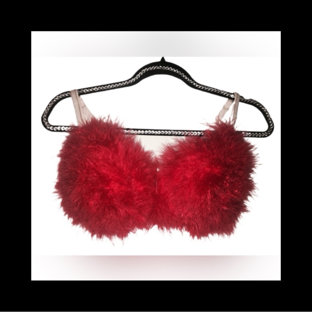 Classic Red Feather Fluffy Bra Rave EDC Costume New All Sizes